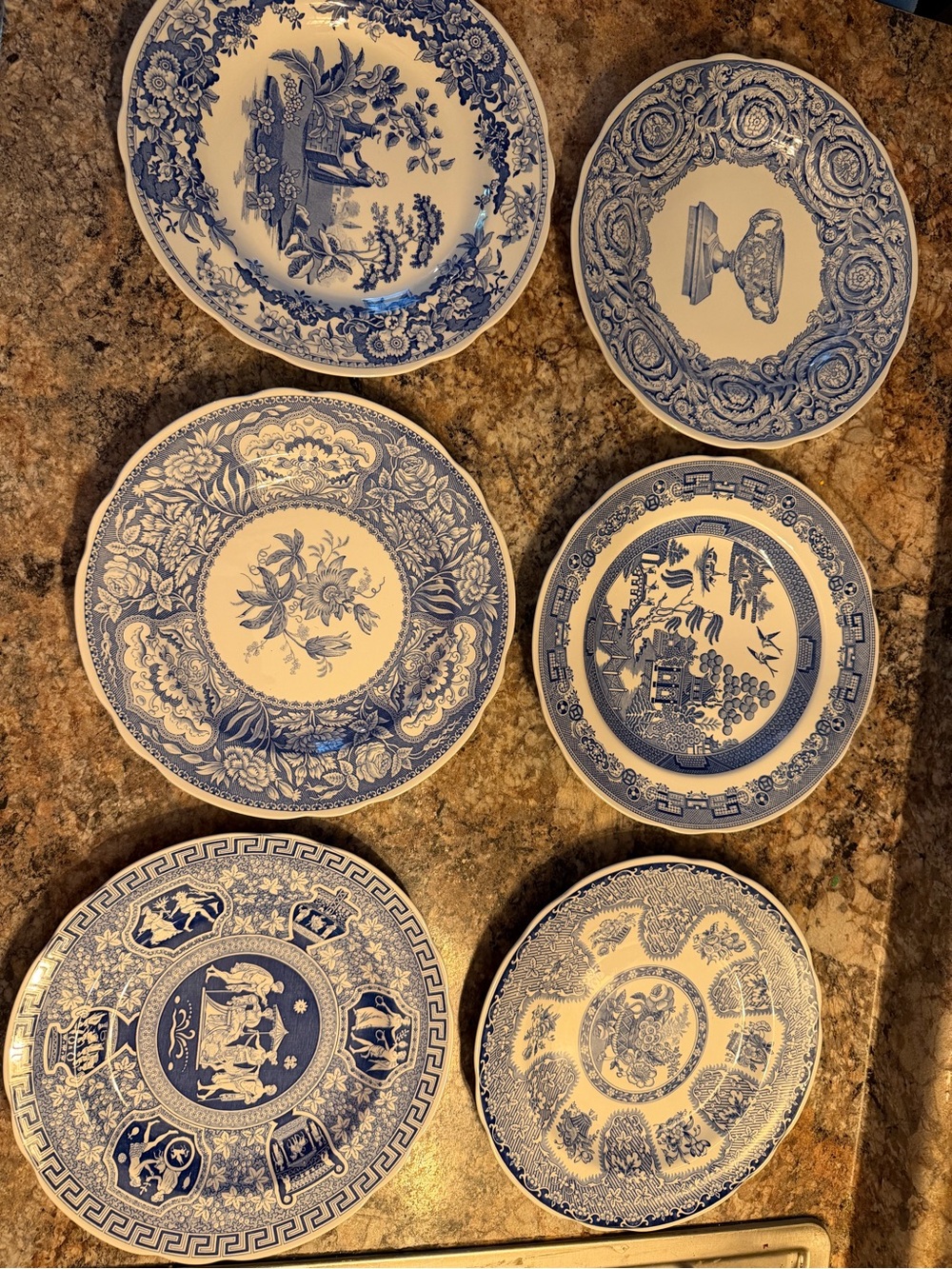 Spode Blue and White Decorative Porcelain Plates - Set of 6